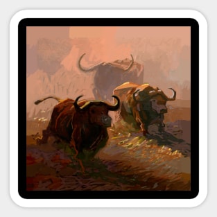 running buffalo Sticker